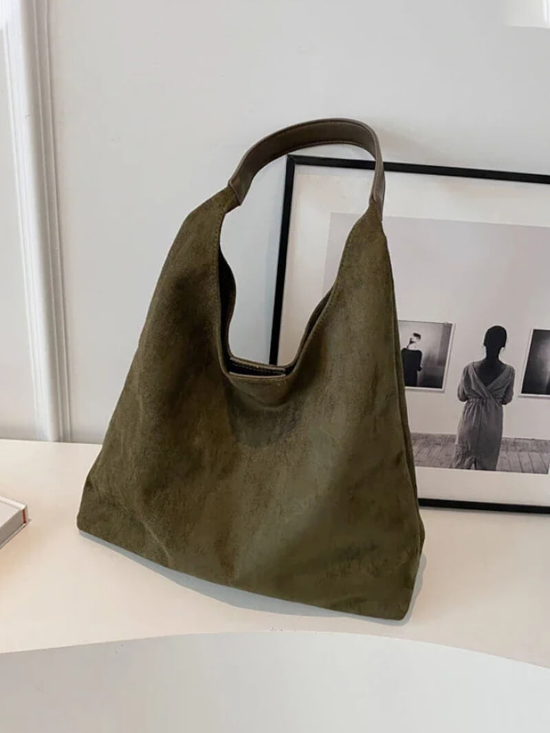Bolsa Shopper Jenna Camurça Vegana Espaçosa Versátil Durável Leve Estilosa