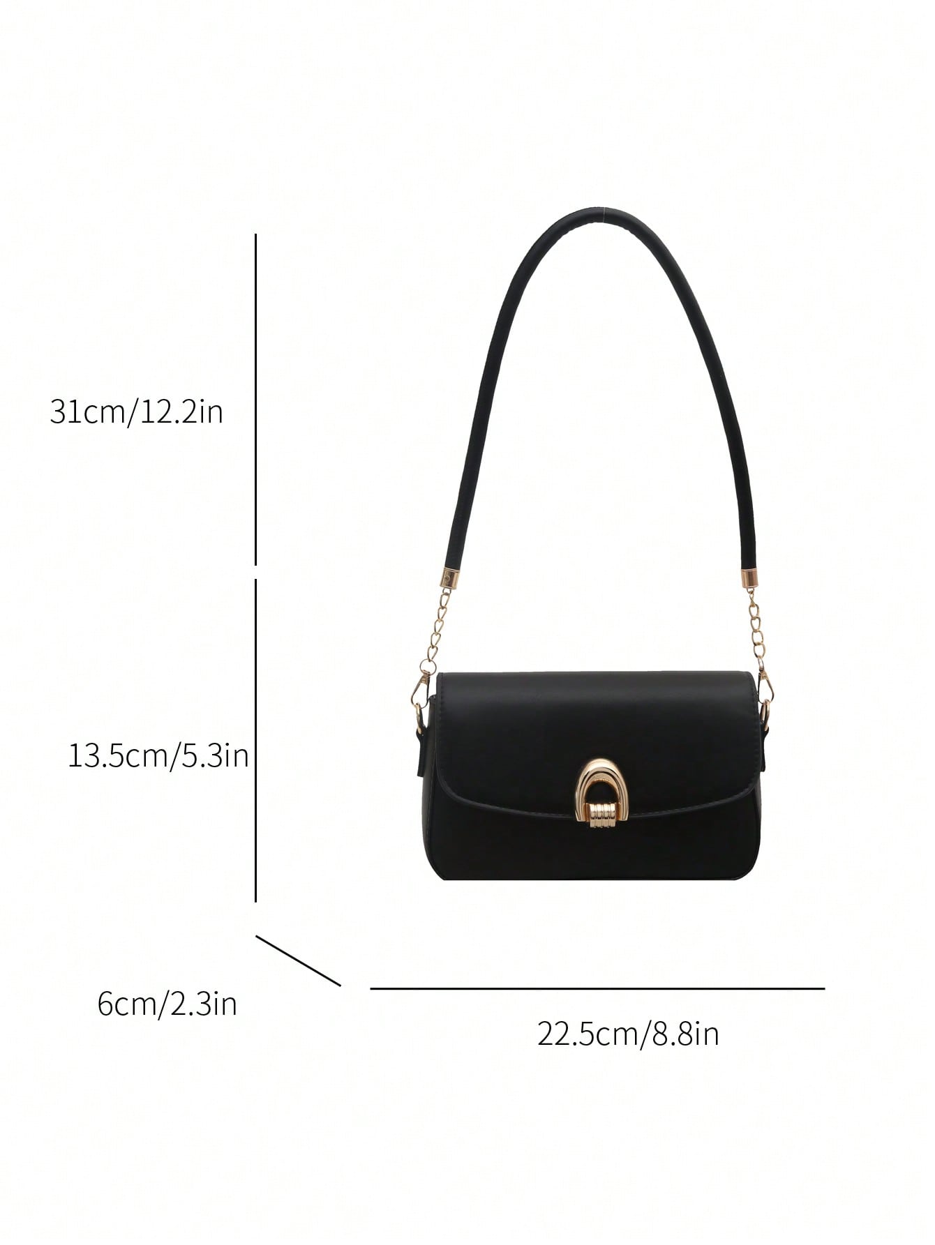 Bolsa de Ombro Fashion Shein Feminina Marrom Café Detalhe Metálico Versátil