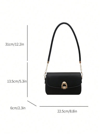 Bolsa de Ombro Fashion Shein Feminina Marrom Café Detalhe Metálico Versátil