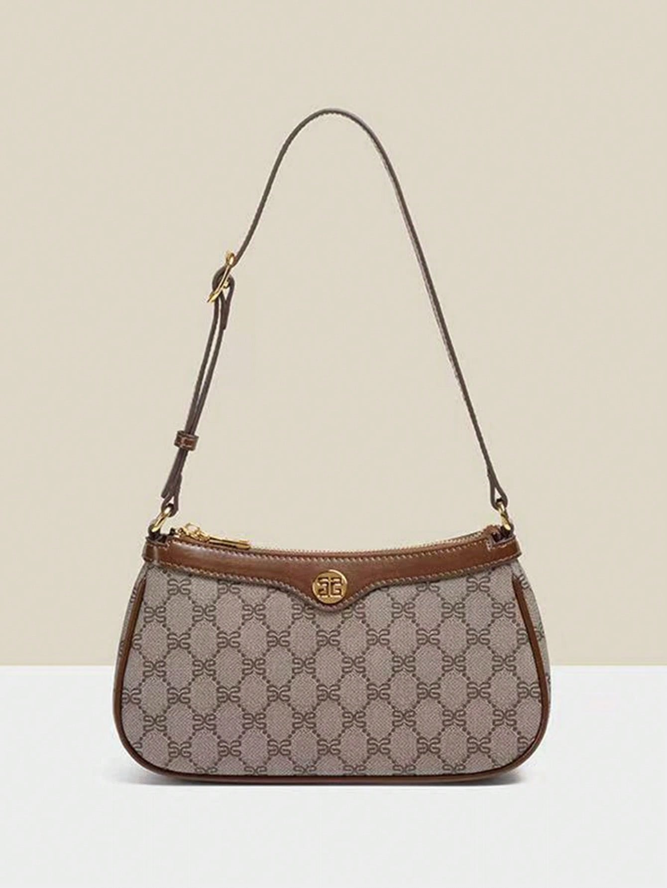 Bolsa Baguete Francesa Clássica Elegante Feminina: Impermeável, Alça Ajustável, Zíper, Fivela Metálica