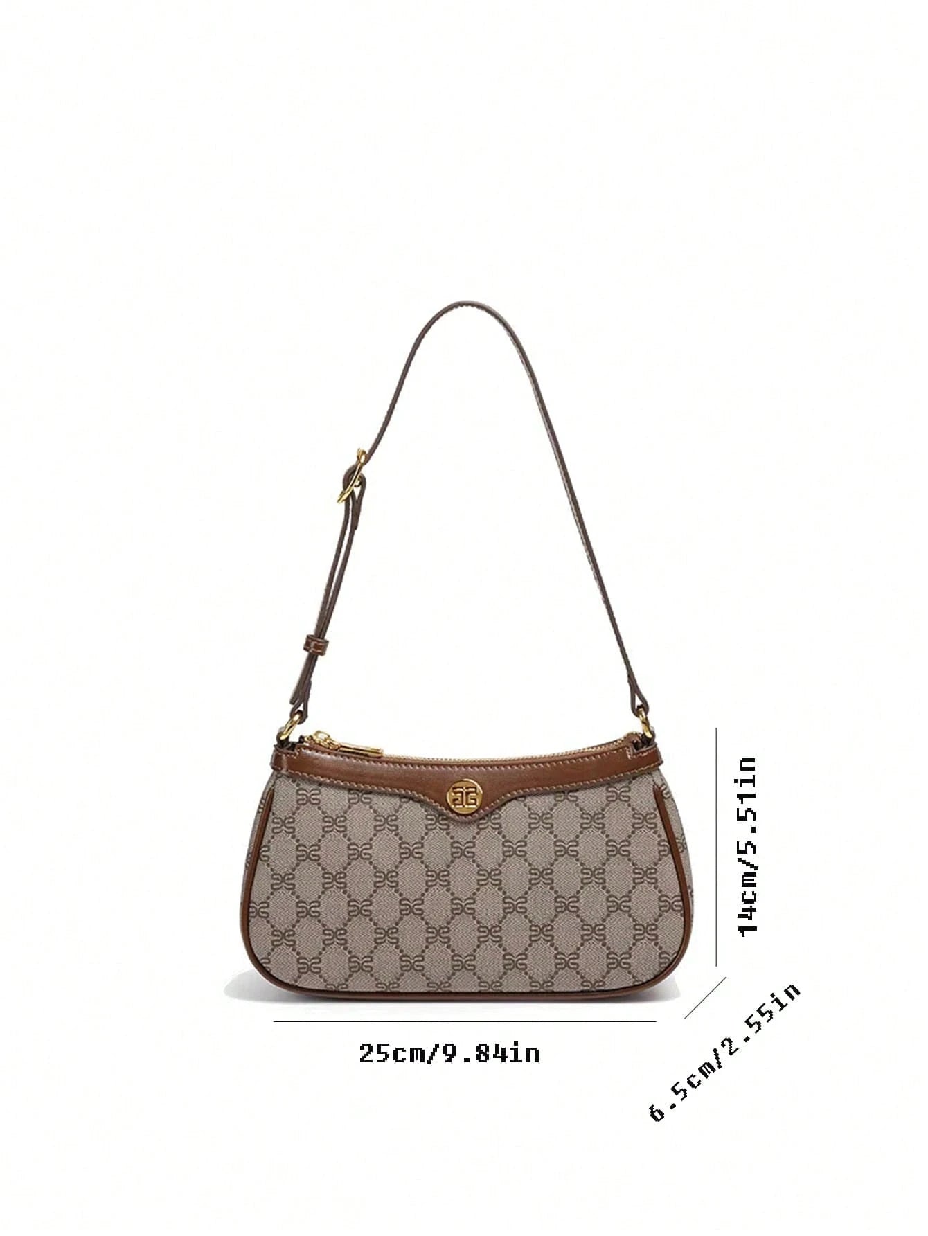 Bolsa Baguete Francesa Clássica Elegante Feminina: Impermeável, Alça Ajustável, Zíper, Fivela Metálica