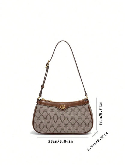 Bolsa Baguete Francesa Clássica Elegante Feminina: Impermeável, Alça Ajustável, Zíper, Fivela Metálica