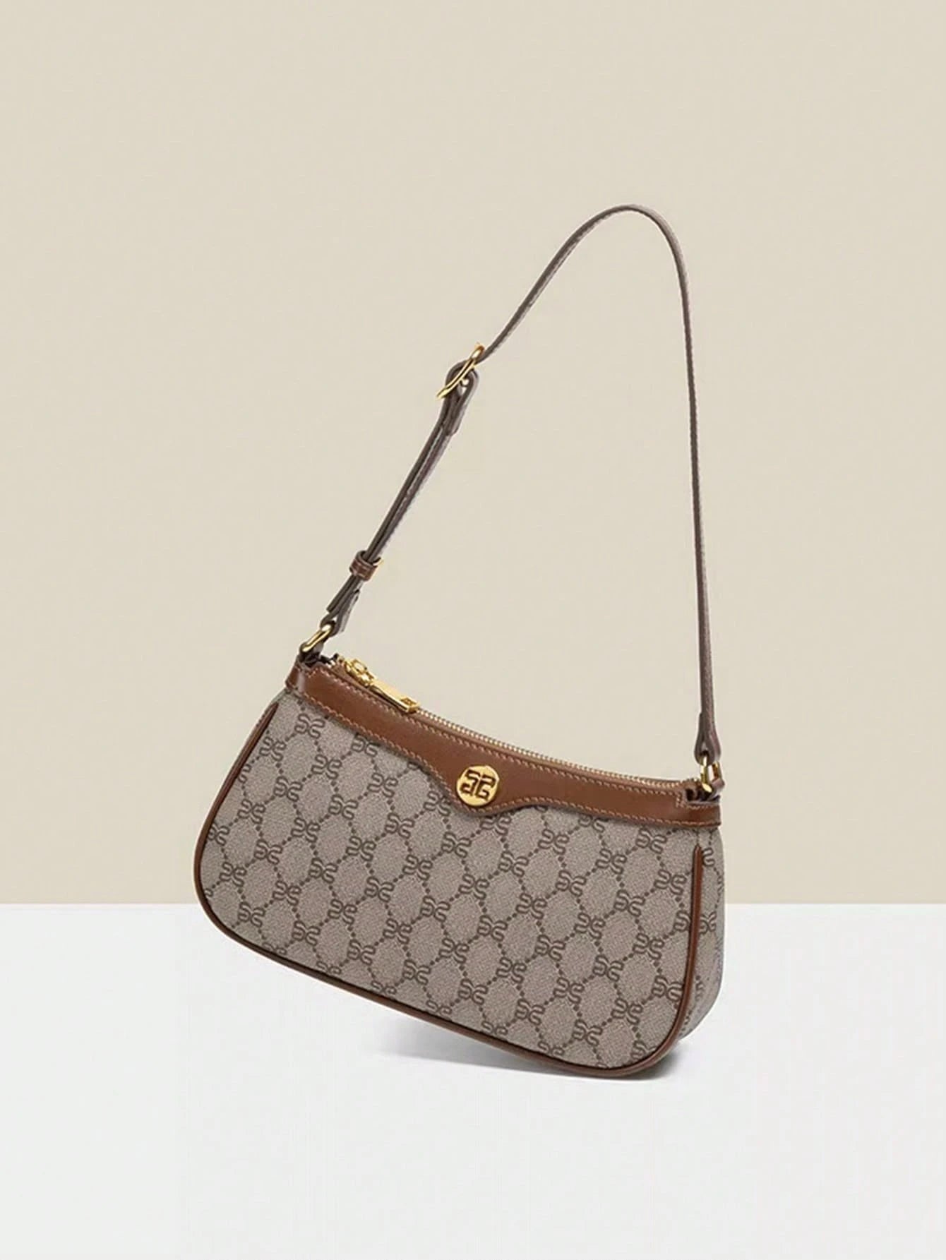 Bolsa Baguete Francesa Clássica Elegante Feminina: Impermeável, Alça Ajustável, Zíper, Fivela Metálica