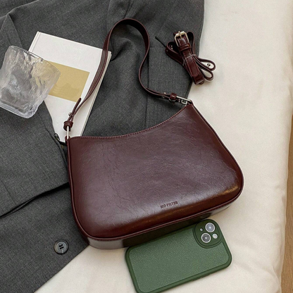 Bolsa Feminina de Ombro Retrô Borgonha