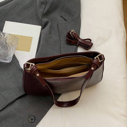 Bolsa Feminina de Ombro Retrô Borgonha