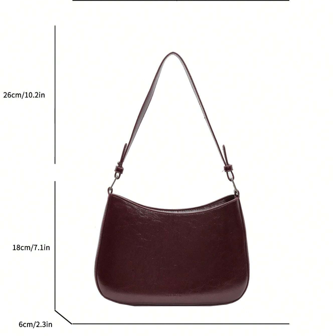 Bolsa Feminina de Ombro Retrô Borgonha