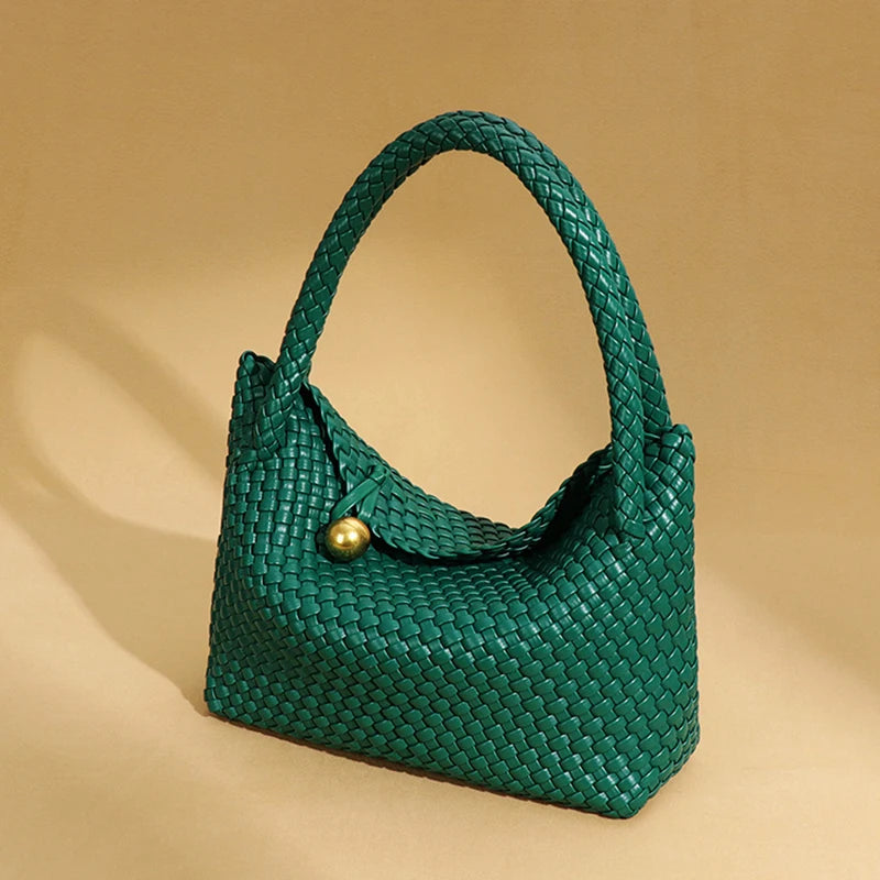 Bolsa de Ombro Feminina Couro PU Design Moderno Tecido Casual Elegante