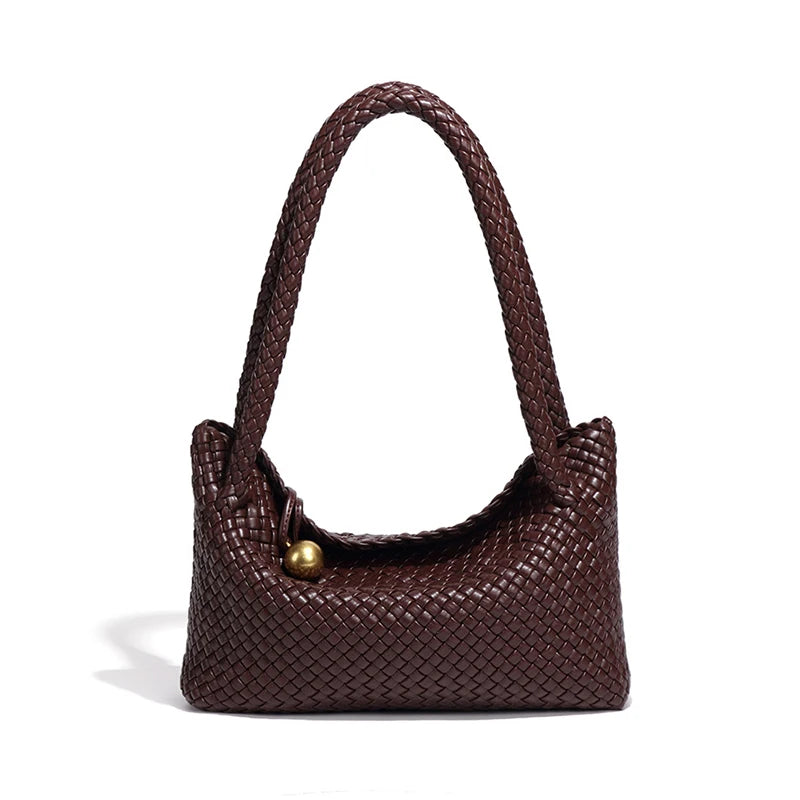 Bolsa de Ombro Feminina Couro PU Design Moderno Tecido Casual Elegante