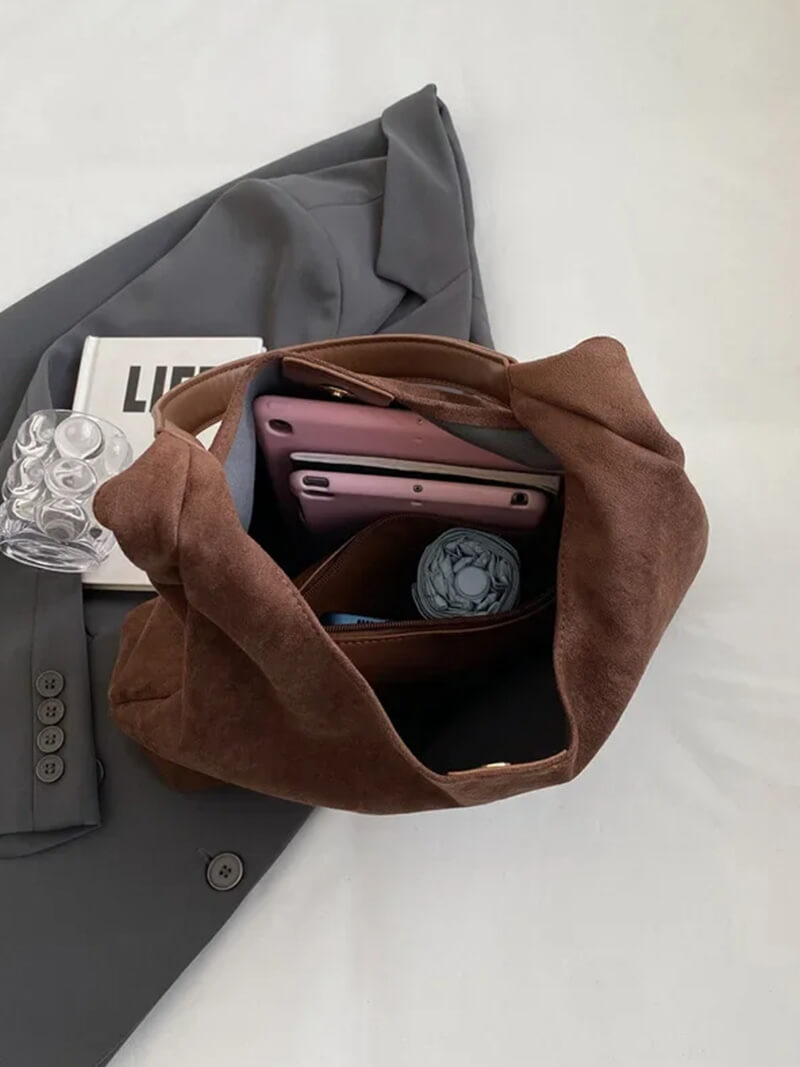 Bolsa Shopper Jenna Camurça Vegana Espaçosa Versátil Durável Leve Estilosa