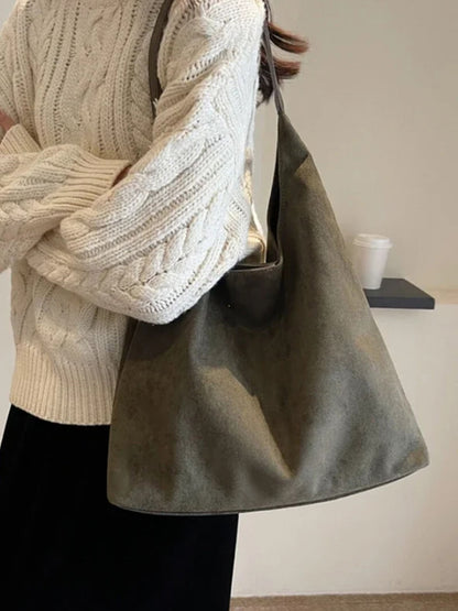 Bolsa Shopper Jenna Camurça Vegana Espaçosa Versátil Durável Leve Estilosa